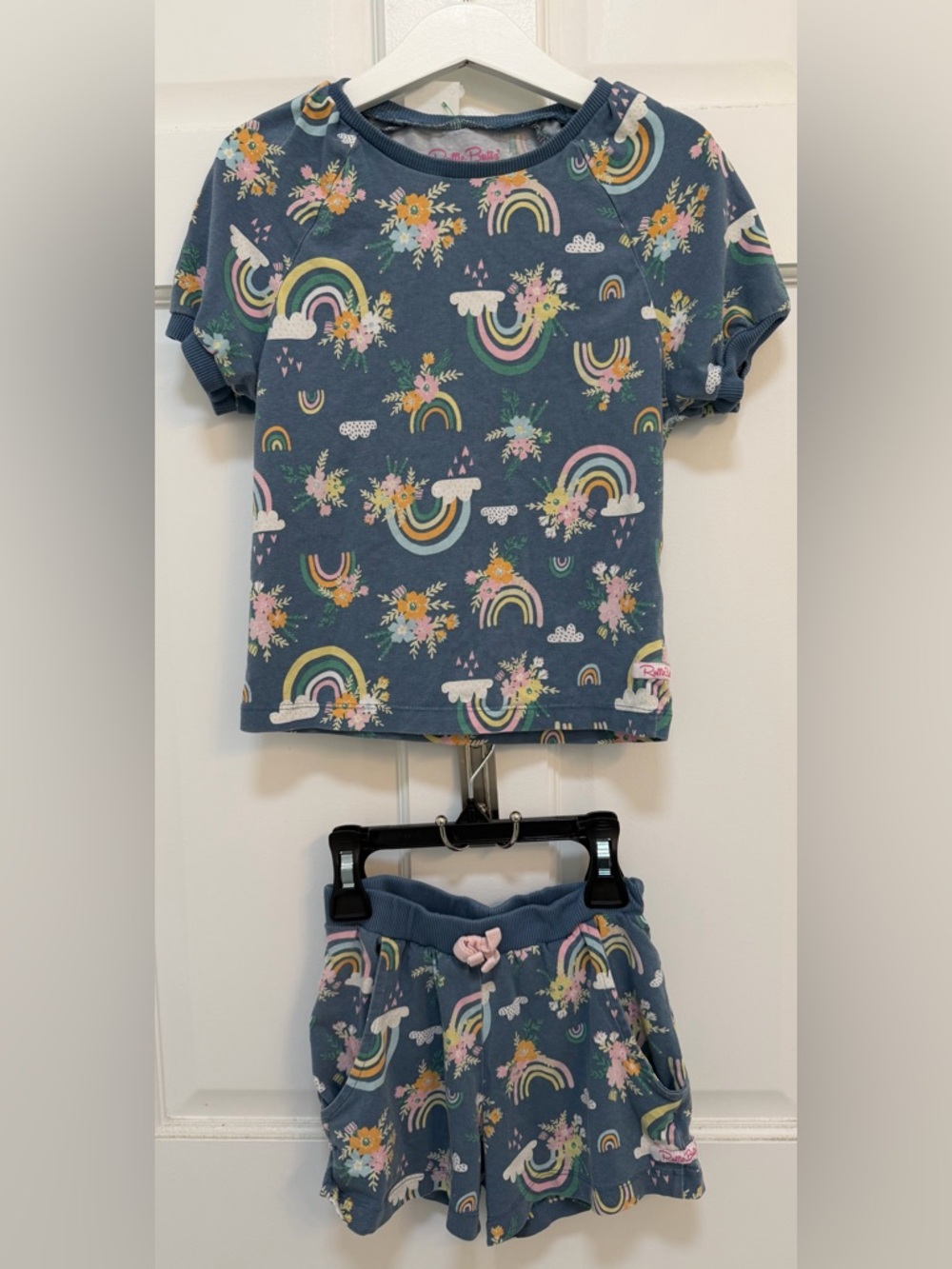 RuffleButts‎ Blue Floral Rainbow Two-Piece Set